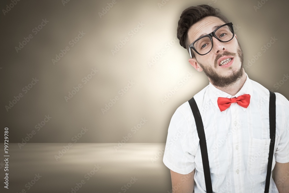 Aufkleber composite image of geeky young hipster looking at camera