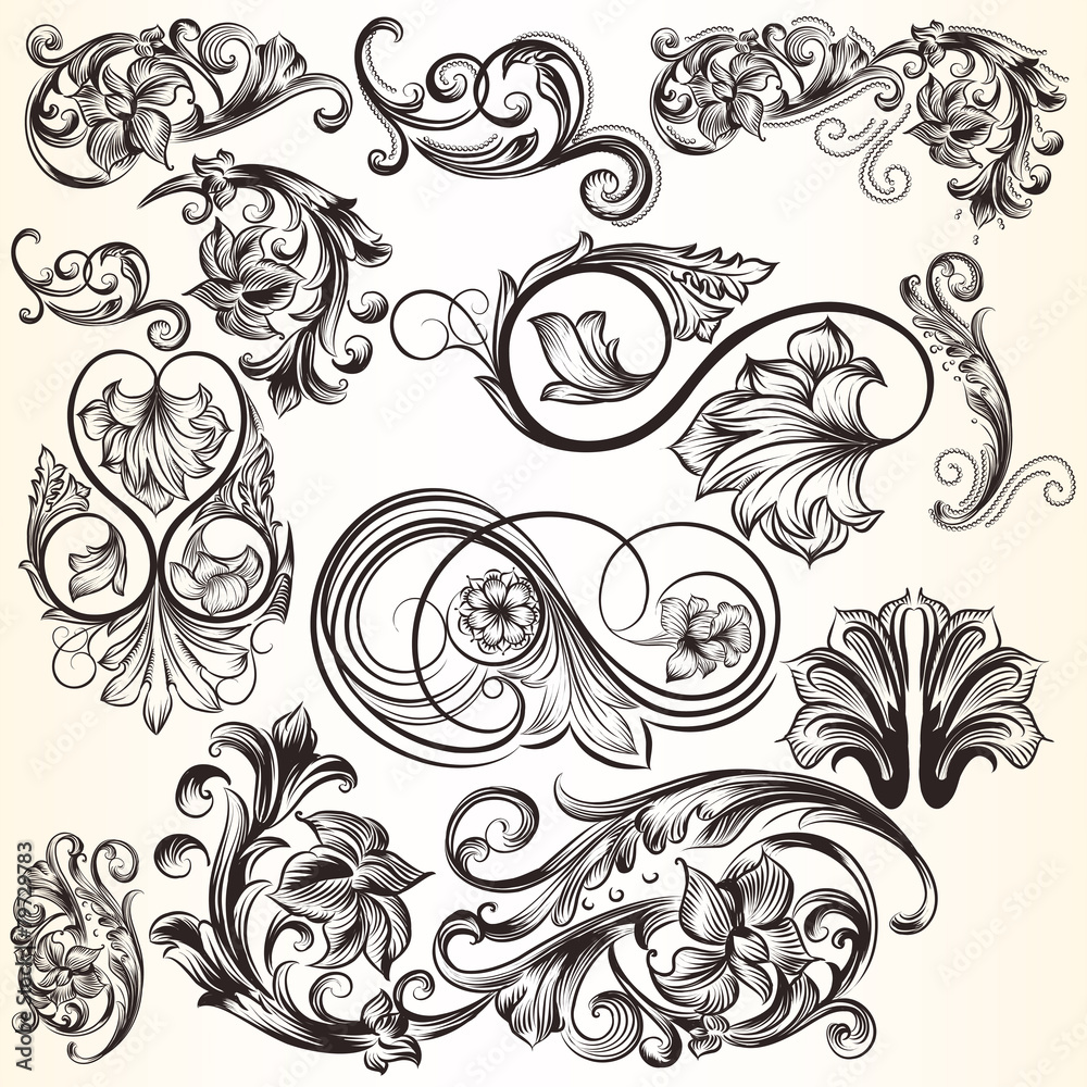 Sticker collection of vector decorative elements for design