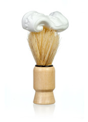 Shaving brush with foam on top