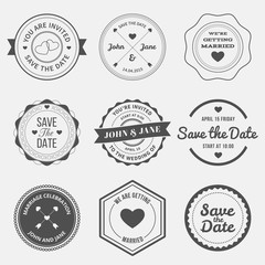 set of retro design elements for wedding invitations. vector illustration