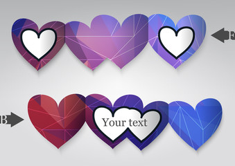 Template greeting card in the form of heart.