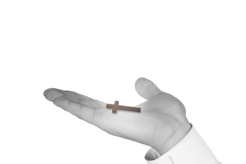 Composite image of hand presenting