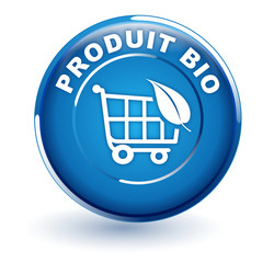 produit bio sur bouton bleu