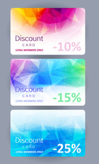 Discount cards set. Abstract background.
