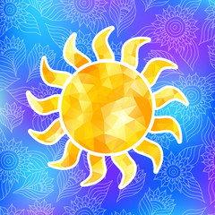 Yellow sun label of triangles