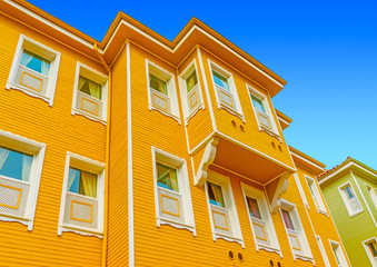 wooden houses across Sogukcesme street Istanbul in Turkey.