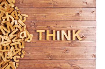 Word think made with wooden letters