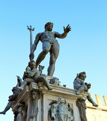 Obraz premium Bologna, Italy, statue of Neptune nude with Trident