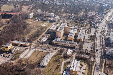 aerial view of wroclaw city suburbs