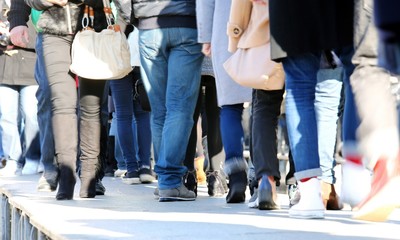 People walking on the catwalk in Venice