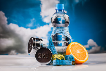 Fitness water and healthy food