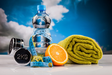 Fitness water and healthy food