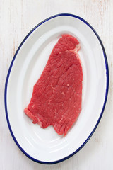 raw meat on white dish