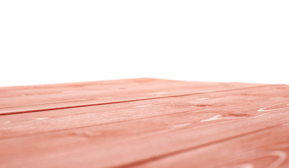 Red paint coated wooden boards