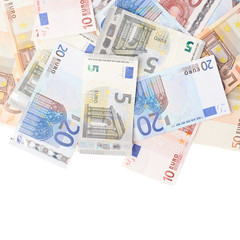 Multiple bank note euro bills