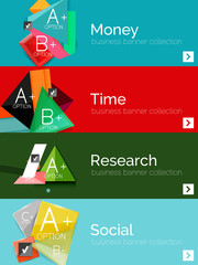 Set of infographic flat design banners with geometric diagram