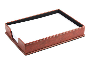 Red leather paper holder box