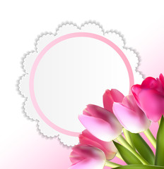 Beautiful Pink Realistic Tulip Background Vector Illustration