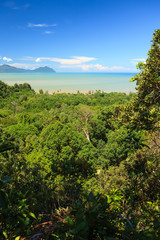 Tropical landscape over jungle and hills