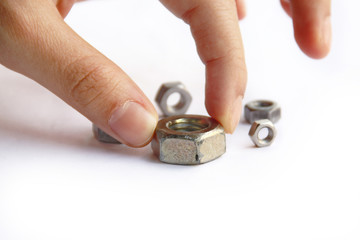 Bolts and nuts closeup