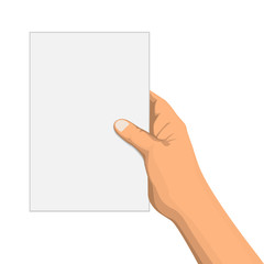 Hand with empty notepad isolated on white, vector illustration - 79737143