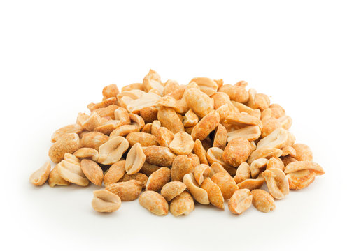 heap of peanuts isolated on white