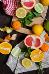 Citrus Fruits on the chopping board