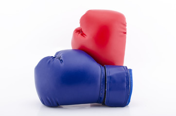 Boxing gloves on a white