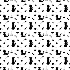 silhouettes of cats seamless pattern
