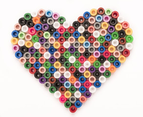 Heart made of colorful plastic beads