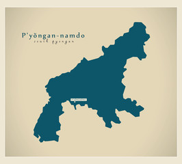 Modern Map - South Pyongan / Pyongan-namdo KP
