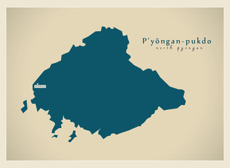 Modern Map - North Pyongan / Pyongan-pukdo KP