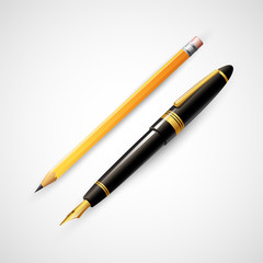 Naklejka premium Pencils and pens. Vector illustration