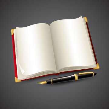 Notebook and pen. Vector illustration