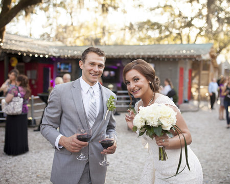 bride and groom at reception