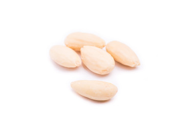 dried almonds apricot kernel fruit isolated on white background