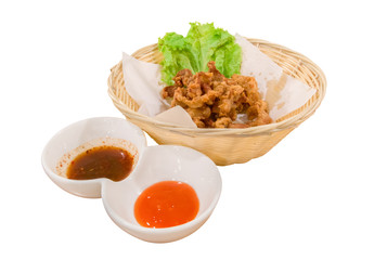 Isolated deep fried pork tendons with delicious tast