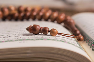 close up of wood tasbih