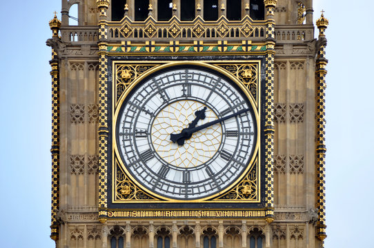Dial of the clock tower Big Ben in London