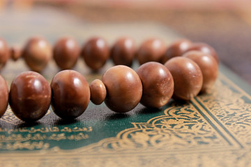 close up of wood tasbih
