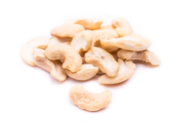 dried cashews isolated on white background