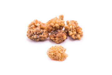dried mulberries fruit isolated on white background