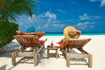 Couple on a beach at Maldives