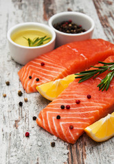 portions of fresh salmon fillet