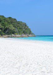 Idyllic white sand beach of Andaman Sea in Thailand