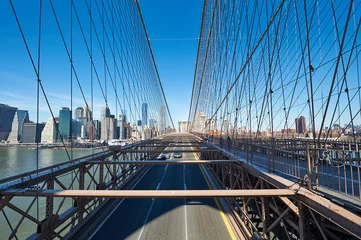 Abwaschbare Fototapete Manhattan skyline view from Brooklyn Bridge © haveseen