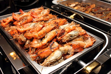 deliciousn Grilled shrimp on the dish.