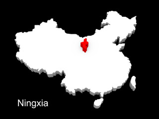3d illustration province of china,focus on ningxia