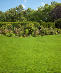 Garten mit Blumenbeet