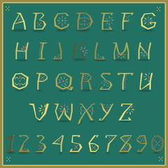 Golden Alphabet. Vector Illustration